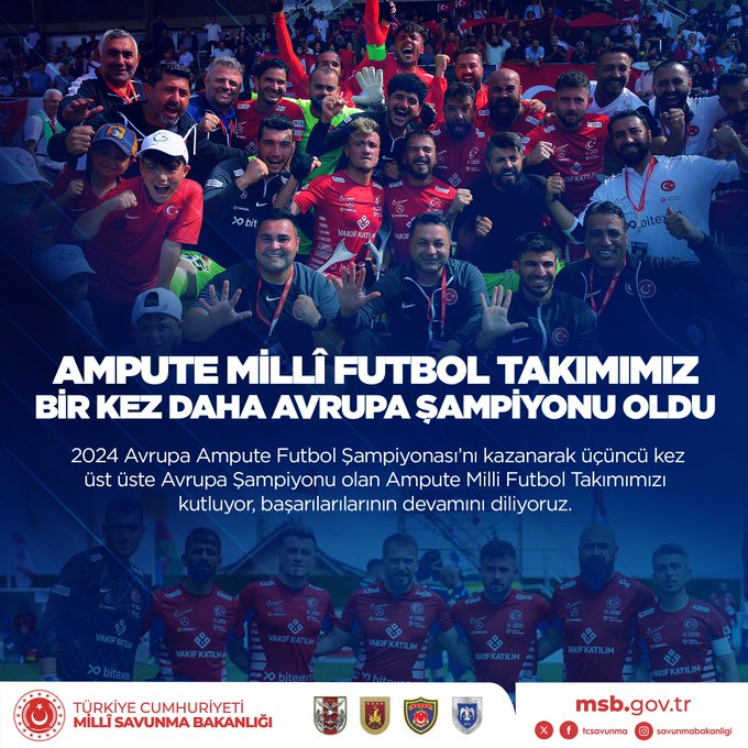 Ampute Millî Futbol Takımı Üst üste Üçüncü Kez Avrupa Şampiyonu Oldu