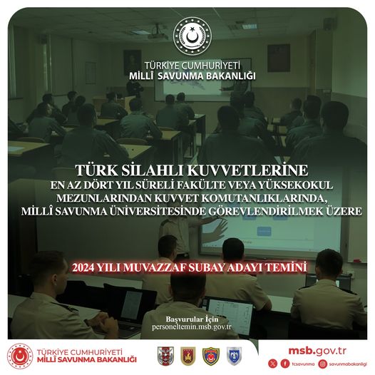 Türk Silahlı Kuvvetleri 2024 Muvazzaf Subay Adayı Alımına Başvuruları Açtı