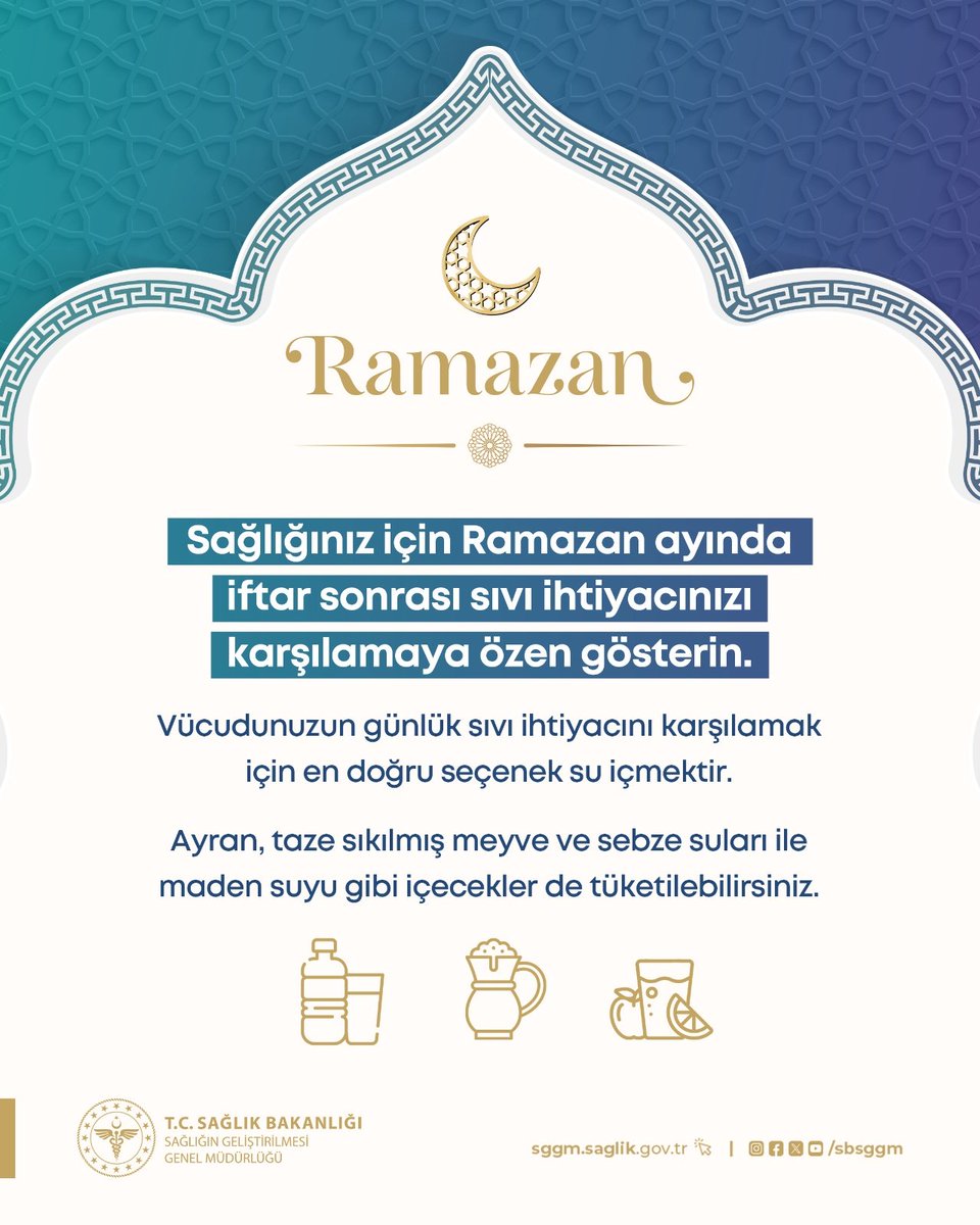 Sağlık Bakanlığı'ndan Ramazan'da Sıvı Tüketimi Uyarısı: Vücudunuzu Susuz Bırakmayın