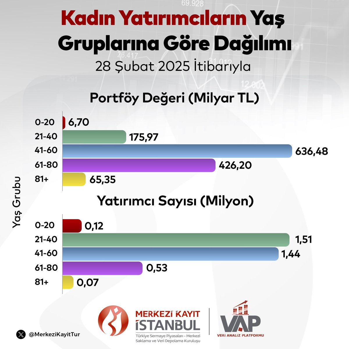 Kadın Yatırımcıların Yaş Gruplarına Göre Dağılımı: 28 Şubat 2025