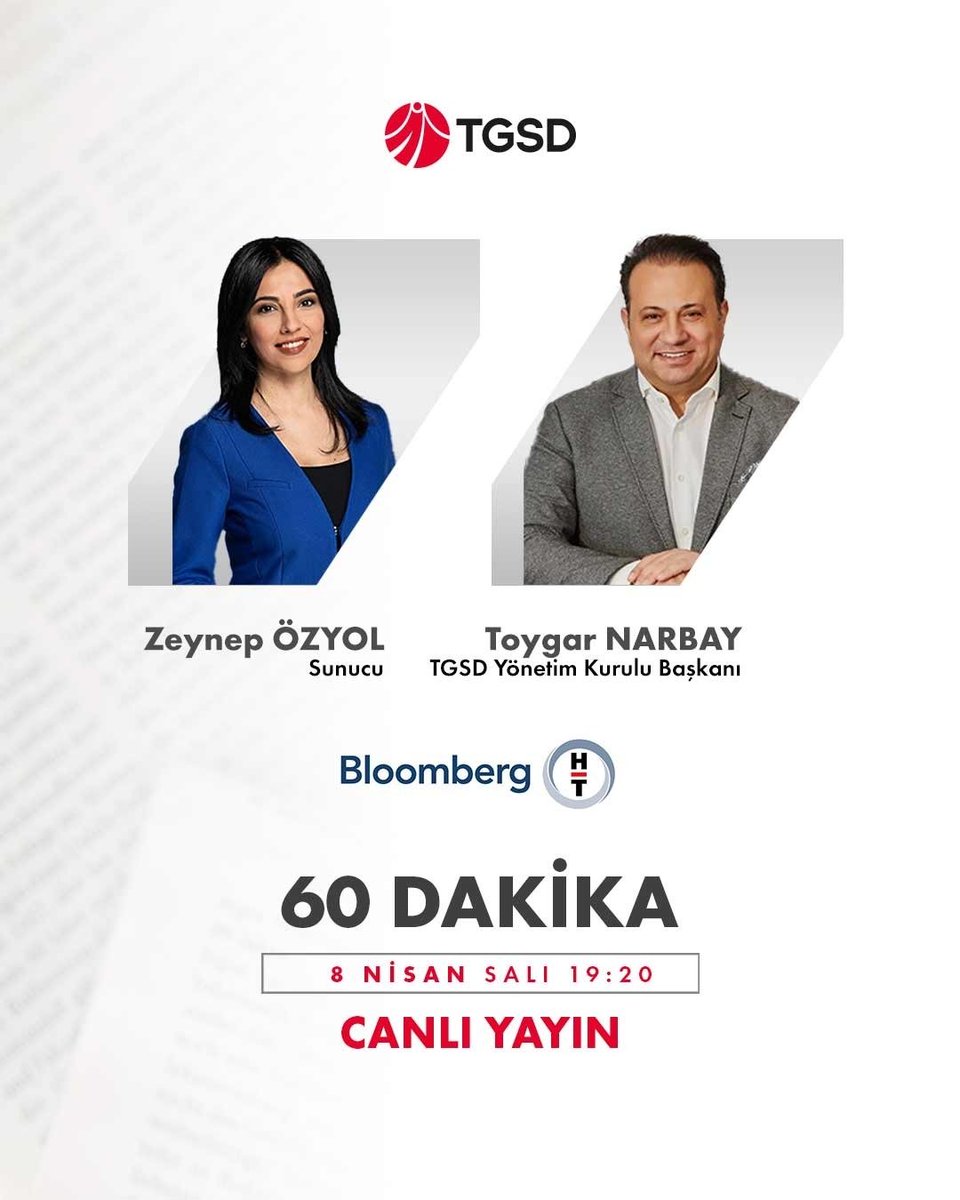 Türkiye Giyim Sanayicileri Derneği Başkanı Toygar Narbay, Bloomberg HT'de Canlı Yayın Konuğu Olacak