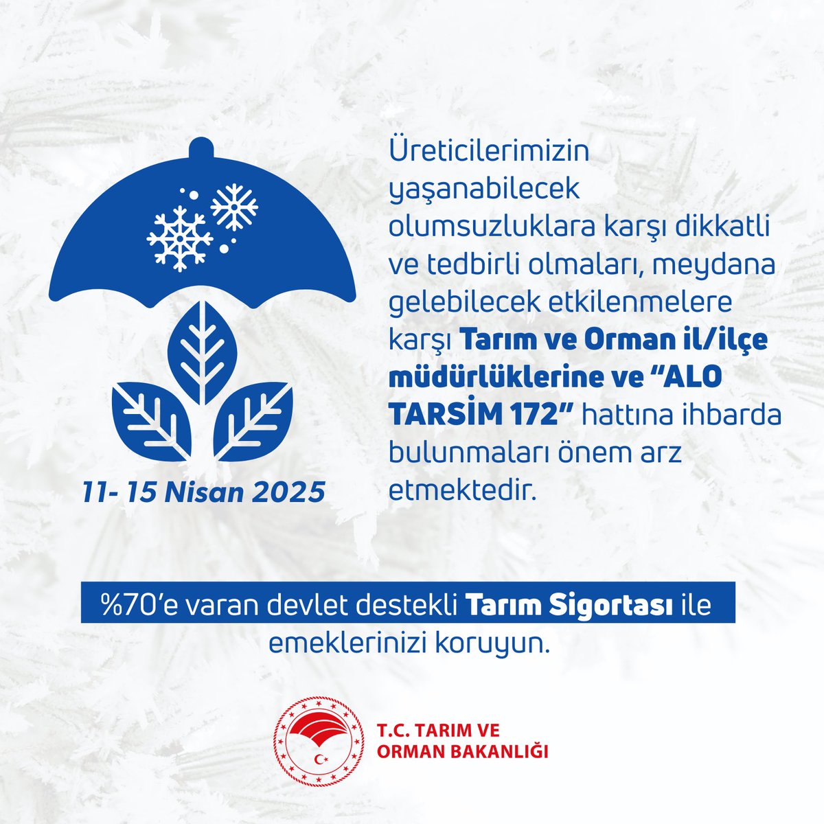 Tarım ve Orman Bakanlığı, Zirai İklim Uyarıları Yayınladı