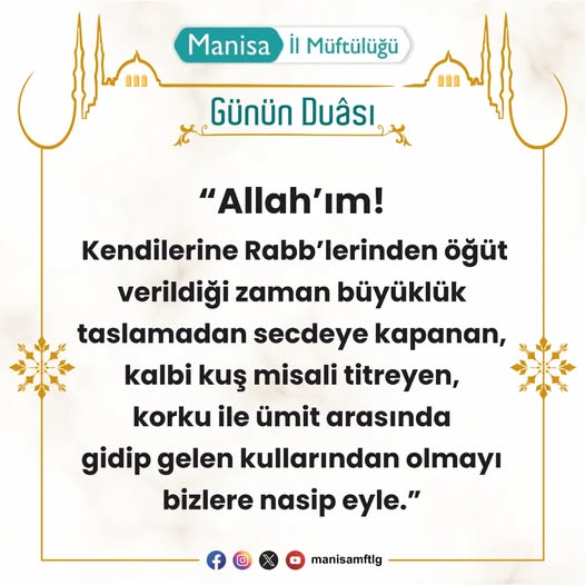 Manisa İl Müftülüğü'nden Günlük Dua Mesajı
