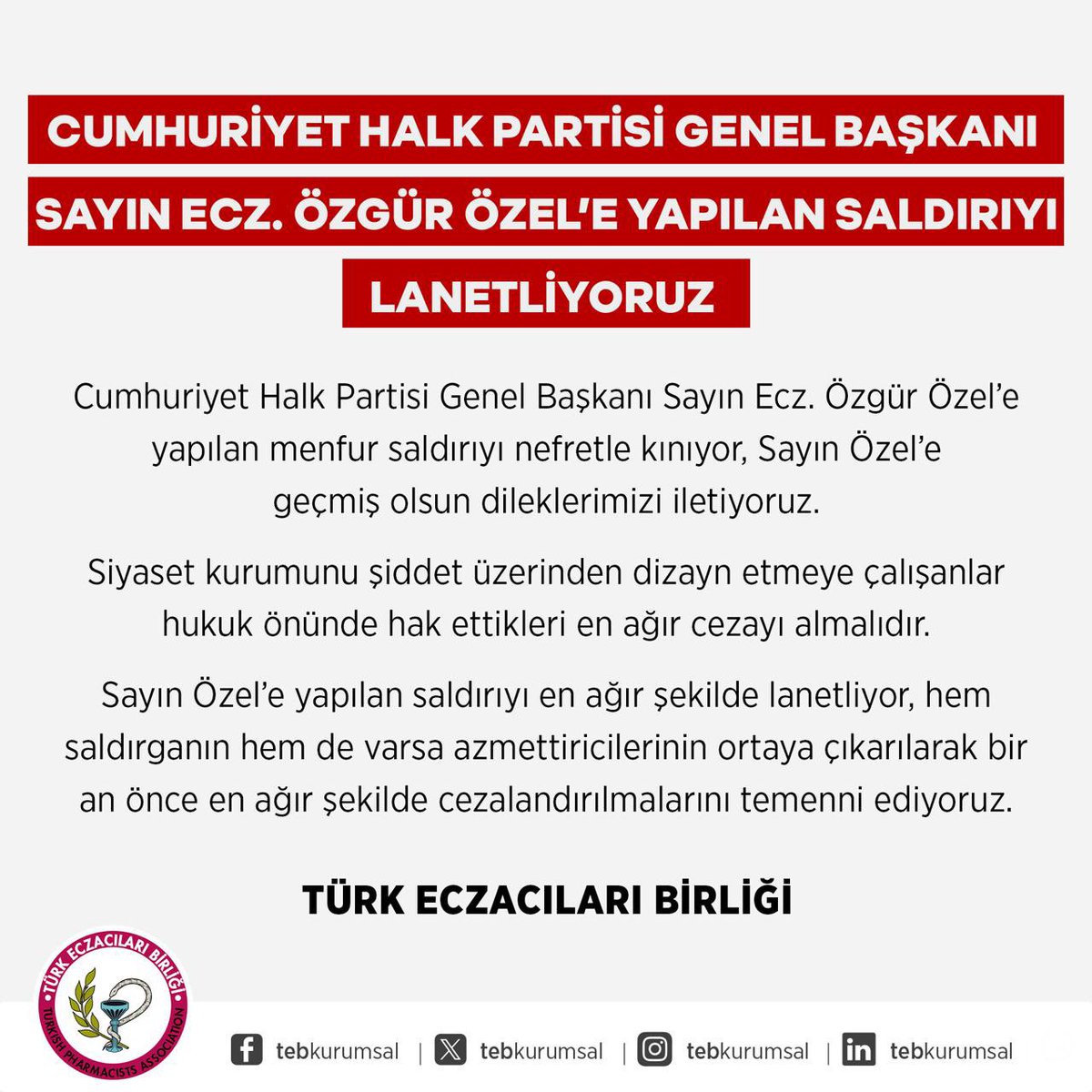 CHP Genel Başkanı Özgür Özel'e Yönelik Saldırı Kınandı