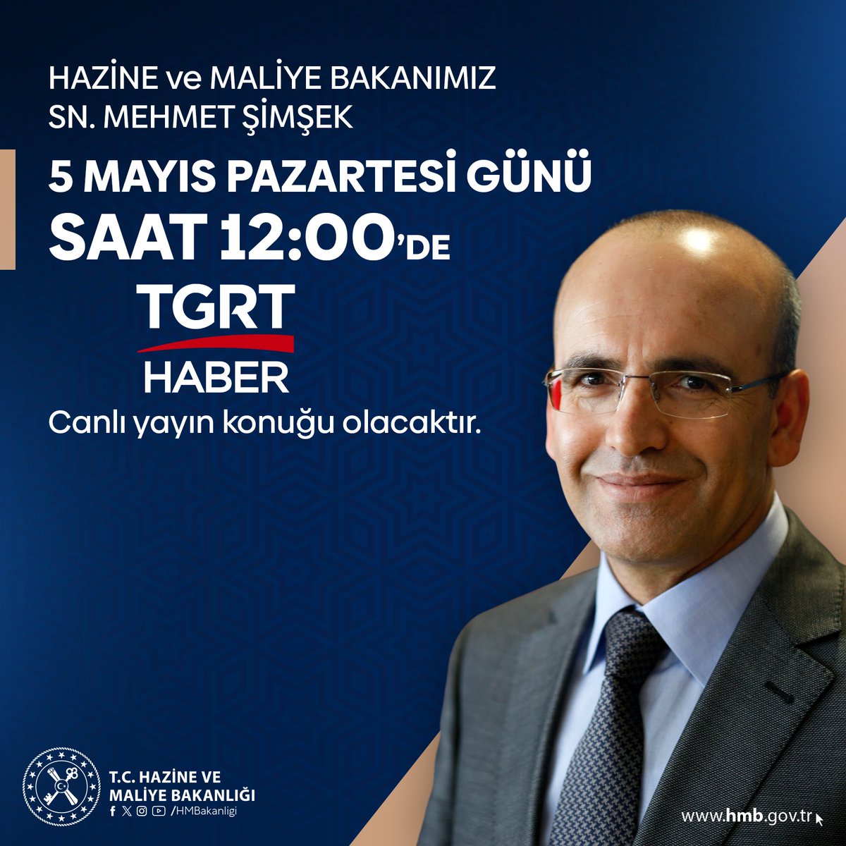 Mehmet Şimşek, TGRT Haber'de Canlı Yayına Katılacak