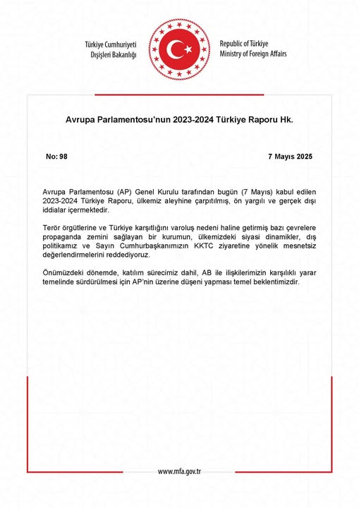 Avrupa Parlamentosu, Türkiye Raporunda İnsan Hakları ve Dış Politika Konularına Vurgu Yaptı