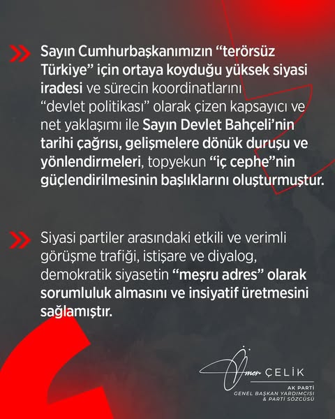 AK Parti Sözcüsü Çelik: Türkiye, Gündeminin Efendisidir