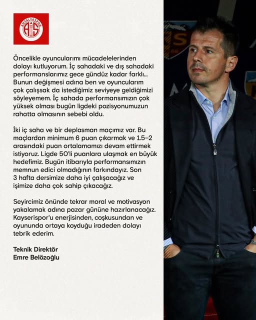 Emre Belözoğlu, Kayserispor Maçı Sonrası Açıklamalarda Bulundu