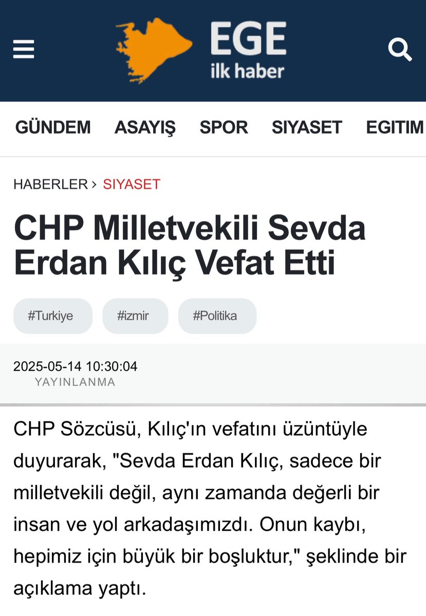 CHP Sözcüsü Deniz Yücel'den SEVDAERDAN'ın Yaşamını Kaybetmesi Üzerine Açıklama