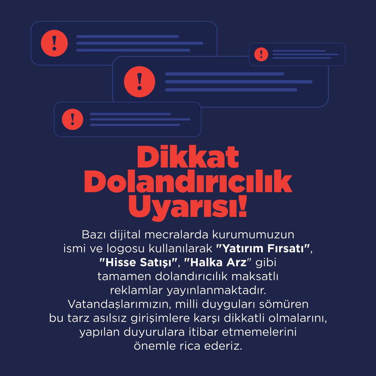 TUSAŞ'tan Yatırım Dolandırıcılığına Karşı Uyarı